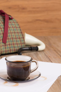 Close-up of coffee on table