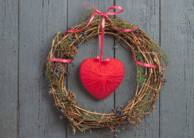 High angle view of decoration hanging on wall