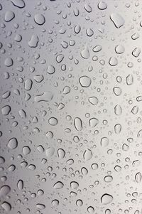 Full frame shot of water drops on rainy day
