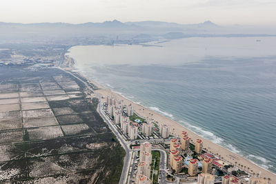 High angle view of sea against sky