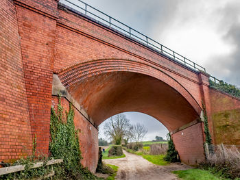 Low angle view of arch bridge against sky