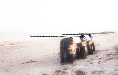 Scenic view of beach against clear sky