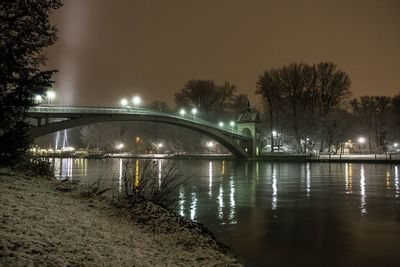 Bridge over river at night
