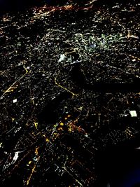 Aerial view of city at night