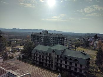 High angle view of townscape against sky