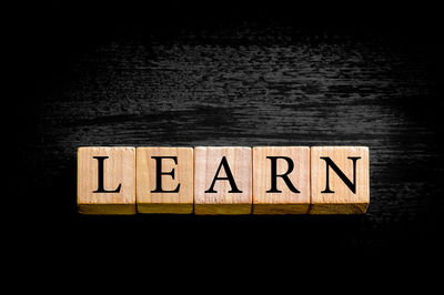 Close-up of text on black background