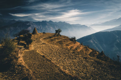 Scenic view of mountains against sky