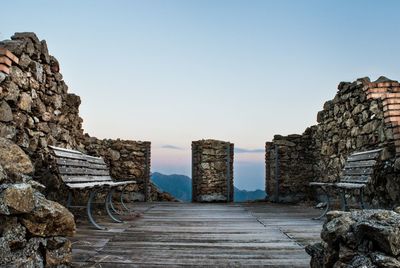 View of old ruins against clear sky