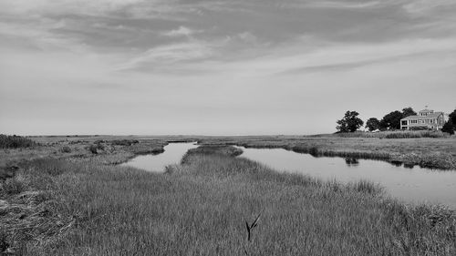 Scenic view of land against sky