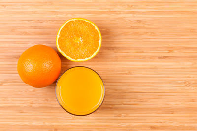 High angle view of orange on table