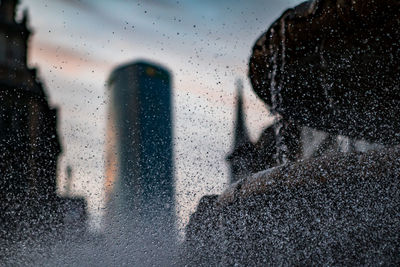 Full frame shot of wet glass window in rainy season