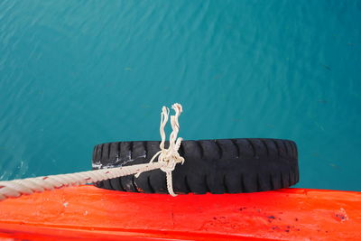 High angle view of boat on sea