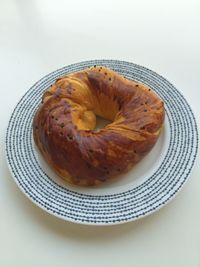 High angle view of bread in plate