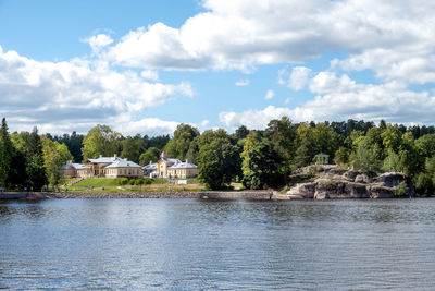 Leningrad region, vyborg, russia. - august 13, 2022  mon repos rocky landscape park with the estate.