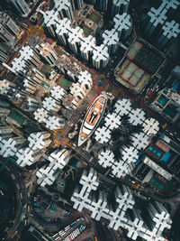 High angle view of city street during winter