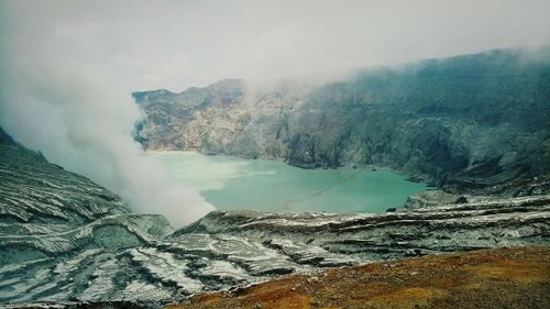 Scenic view of lake at ijen volcano