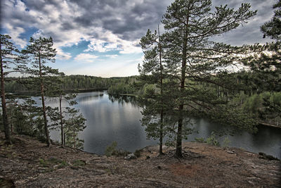 Scenic view of lake against sky