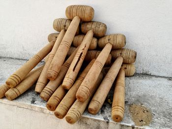 Close-up of stack of wood