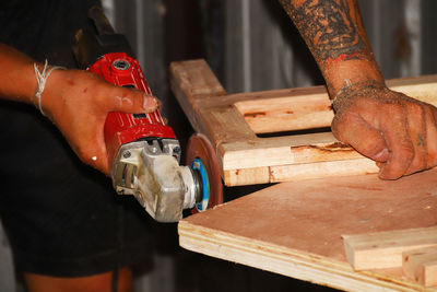 Man working on wood