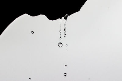 Directly below shot of water drops on roof against sky