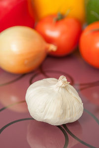 Close-up of pumpkins on table