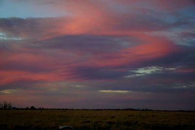 Scenic view of field against sky during sunset