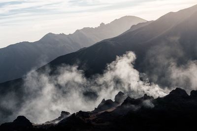 Scenic view of mountains against sky