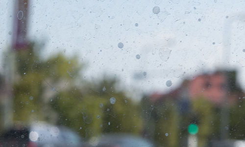 Close-up of water drops on glass