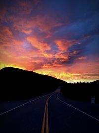 Empty road at sunset