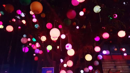 Illuminated lights at night