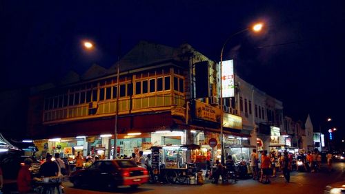 Illuminated street light at night