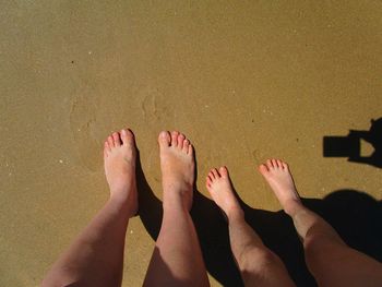 Low section of friends standing on beach