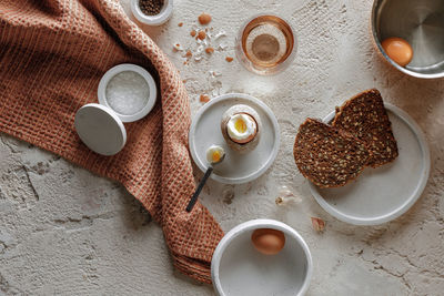 High angle view of food on table