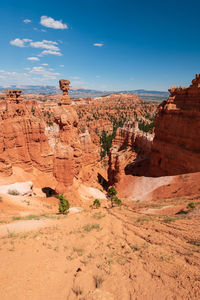 Scenic view of rock formations on landscape against sky