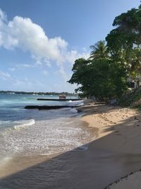 Scenic view of beach against sky