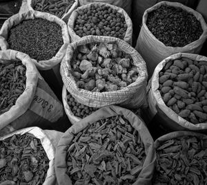 High angle view of vegetables for sale in market