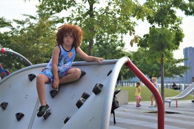 Portrait of boy in playground