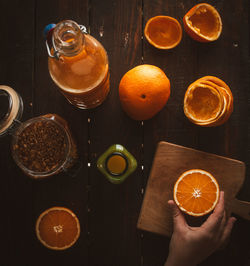 Directly above shot of breakfast served on table