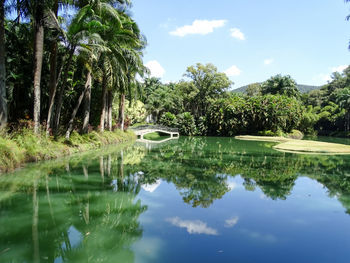 Scenic view of lake against sky