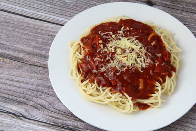 High angle view of meal served in plate