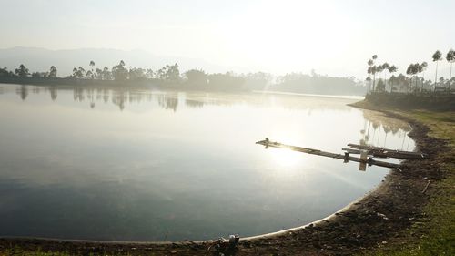 Scenic view of lake against clear sky