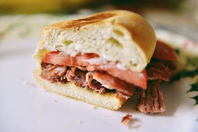 Close-up of sandwich on plate