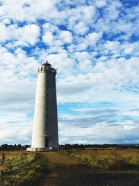 Low angle view of lighthouse against sky