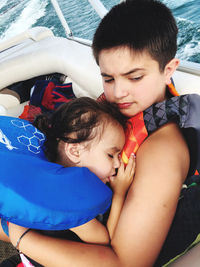 Siblings summer boating bonding 