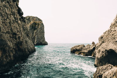 Scenic view of sea against clear sky