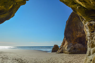 Scenic view of sea against clear sky