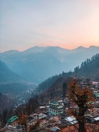 High angle view of mountains against sky