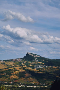 Aerial view of townscape against sky