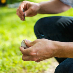 Cropped image of woman holding hands