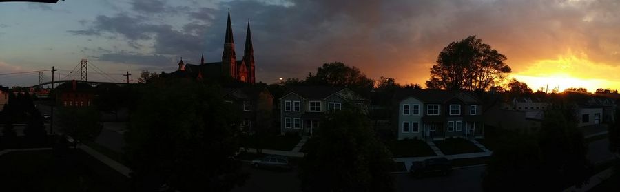 Buildings at sunset